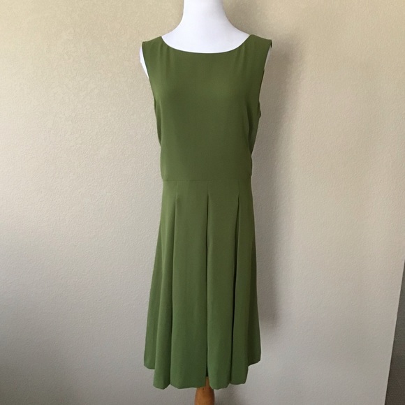 olive green fit and flare dress